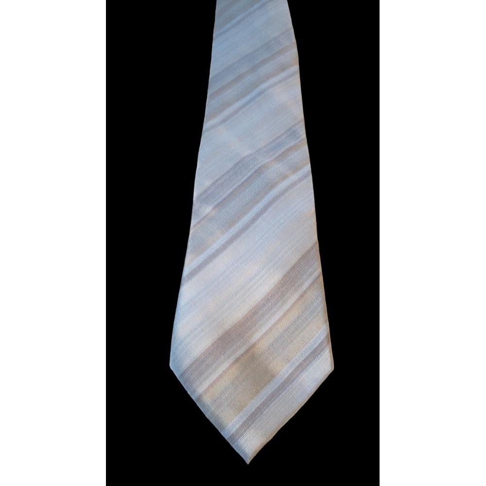 ALFANI Mens Classic Tie Light Blue Stripe 100% Silk‎ Dress Suit Designer Necktie